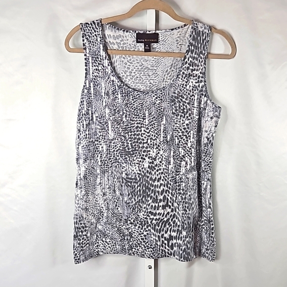 Dana Buchman Animal Print Gray Tank Top Size Medium - Picture 1 of 5